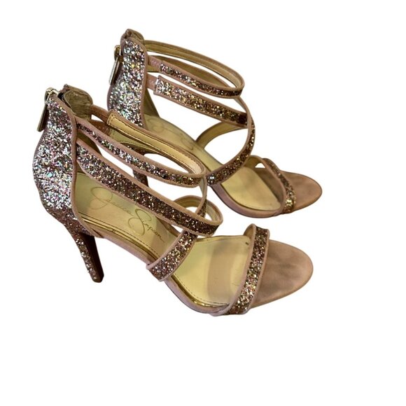 Jessica Simpson Size 7 Designer Stiletto High Heel Sandal Champagne Women - Picture 8 of 15